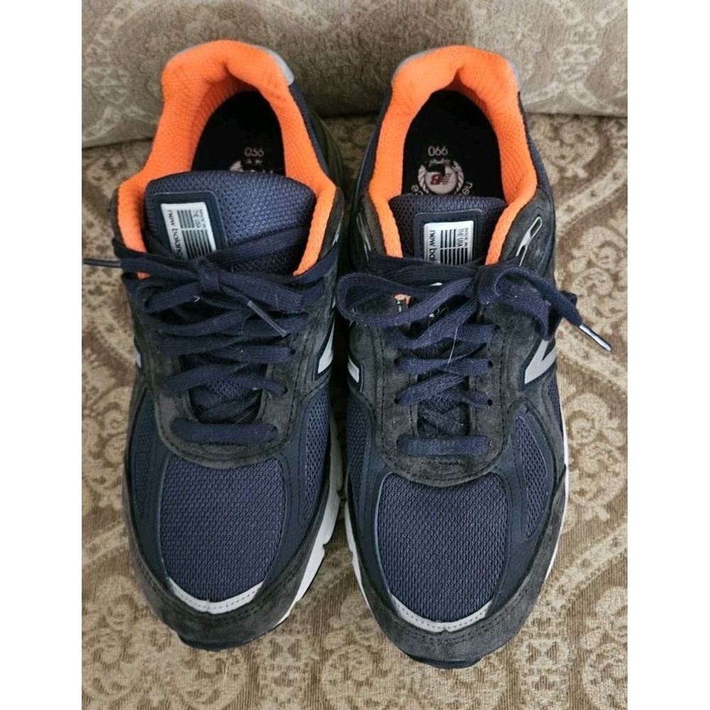 New Balance 990v4 Made in USA Women's Athletic Sneakers Navy Orange Size 8 1/2